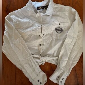Harley Davidson Cropped Tie Shirt